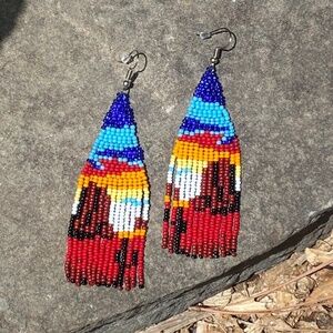 Desert Beaded Earrings Southwestern Earrings Cacti Dangle Earrings